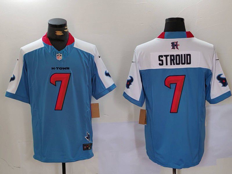 Men Houston Texans #7 Stroud Light Blue Three generations 2025 Nike Limited NFL Jersey style 22